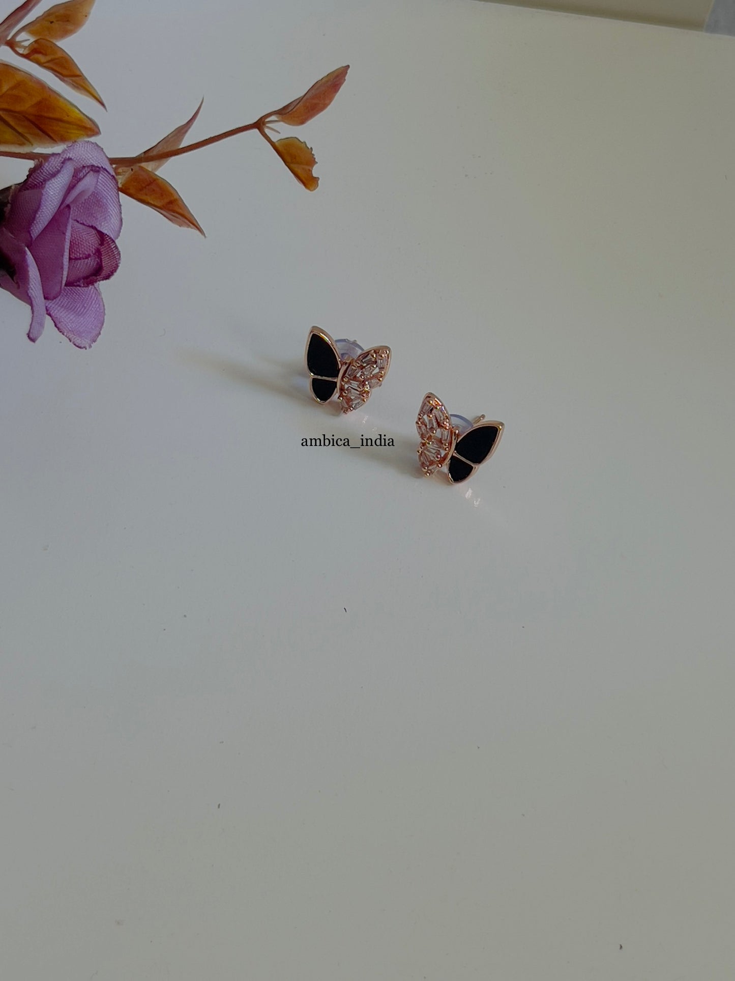 Black butterfly stud