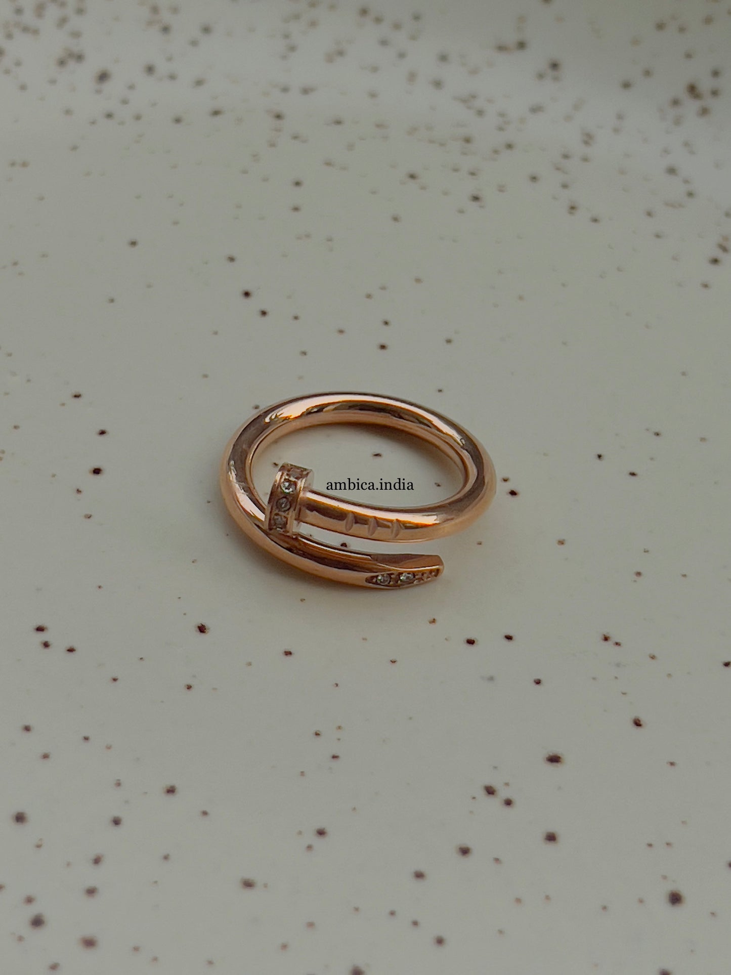 Nail ring with diamond studded