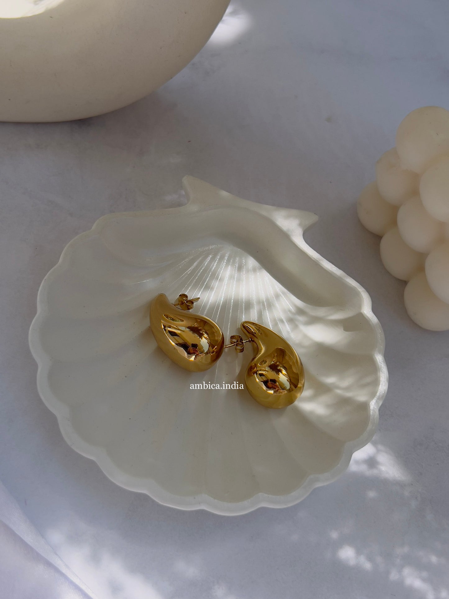 Drop earrings big size 18k gold plated