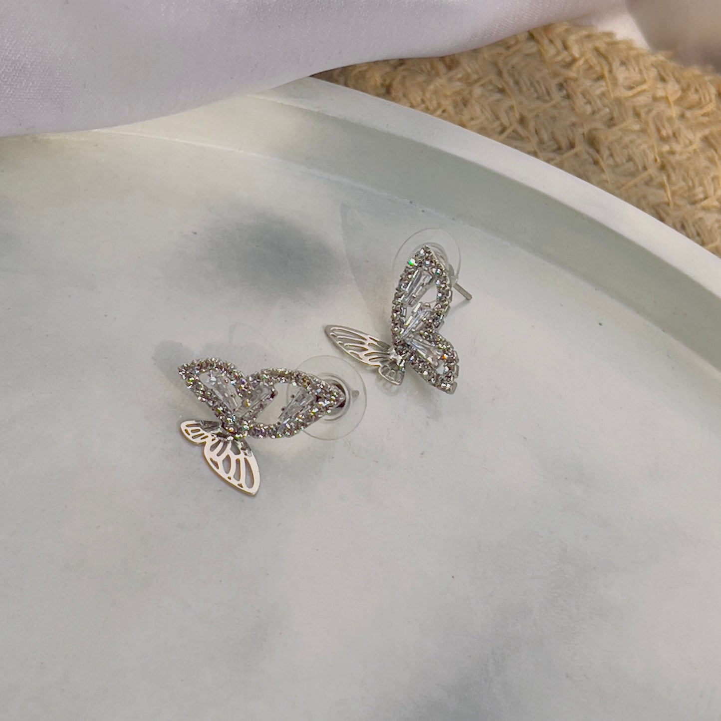 Butterfly crystal stud
