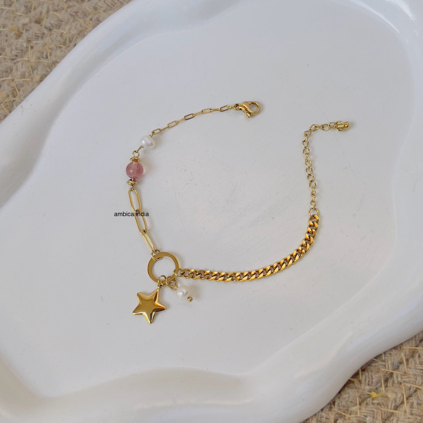 Star with pearl charm bracelet