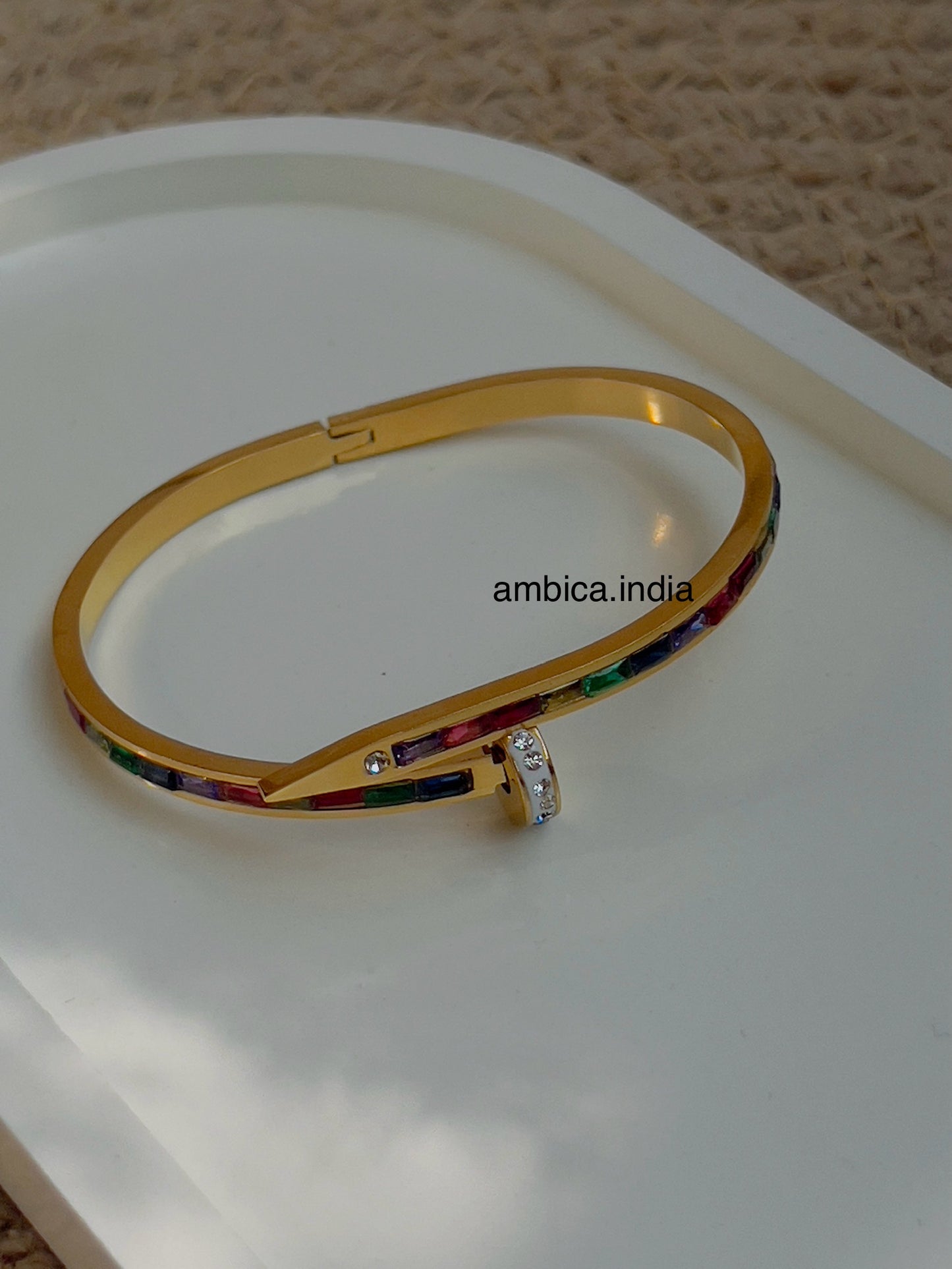 Multicolour crystal nail bracelet