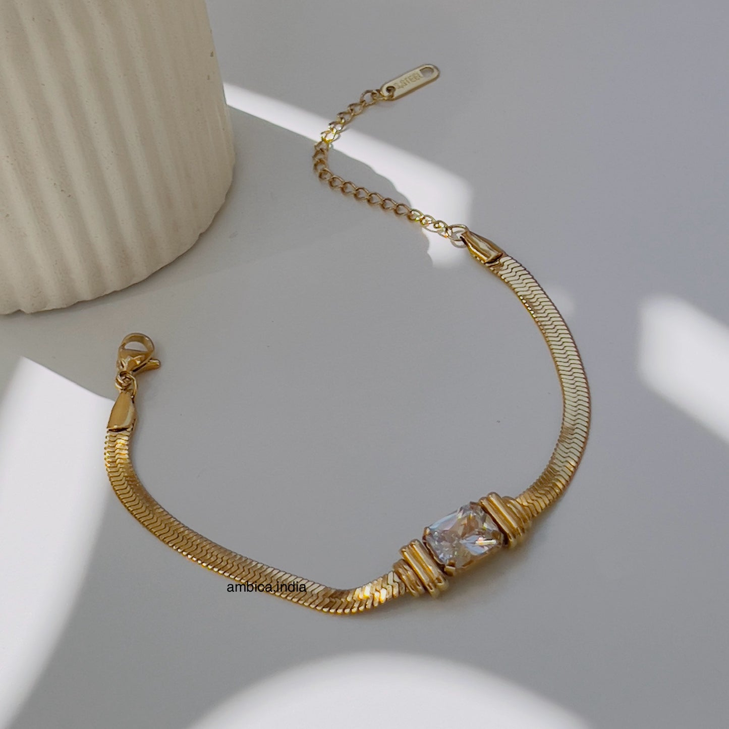 White crystal snake chain bracelet