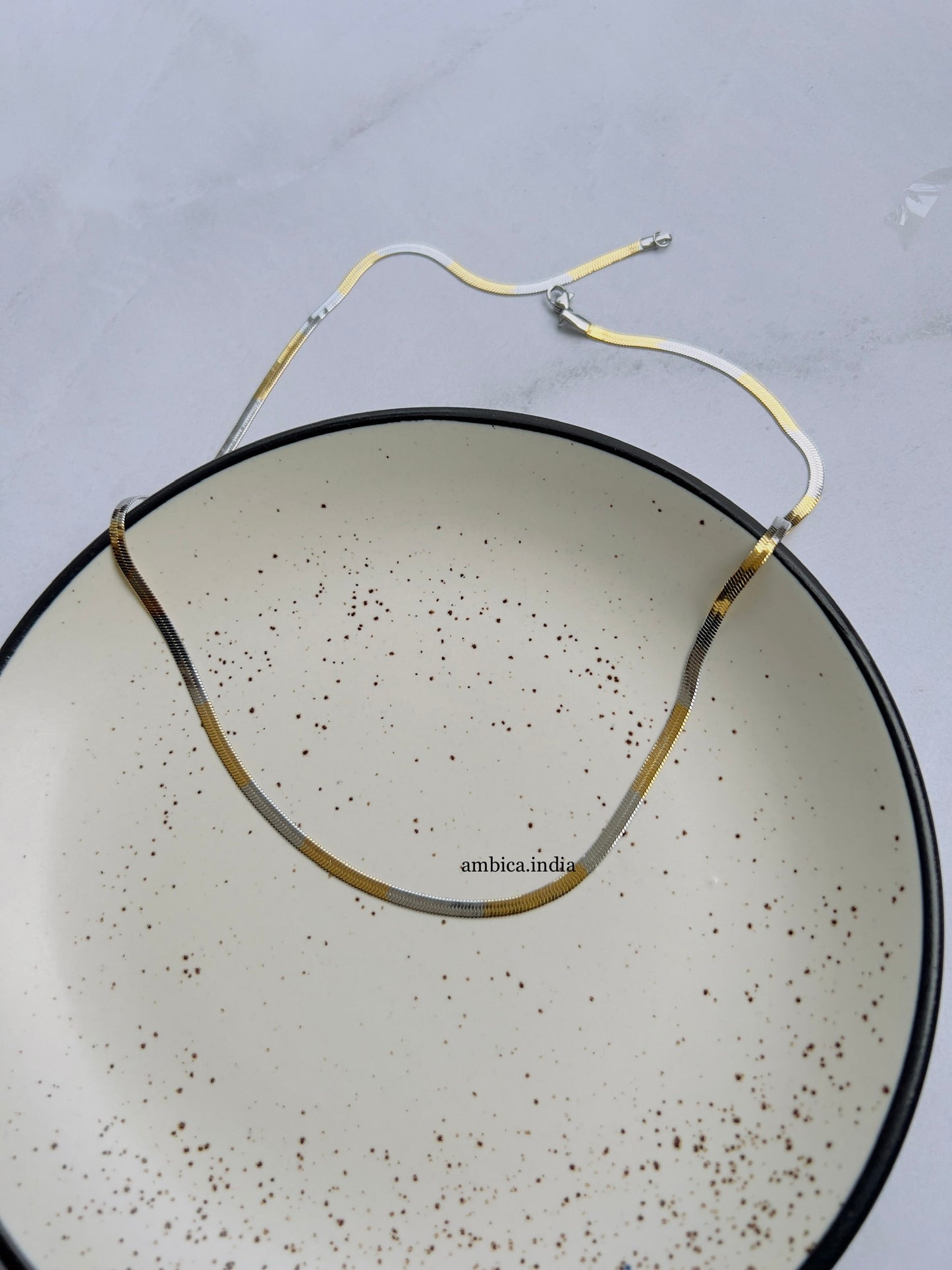 Thick silver with gold plated long chain