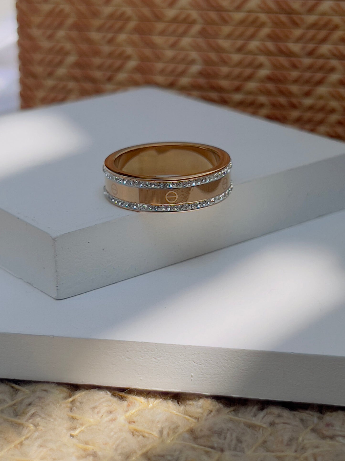 Love studded band ring