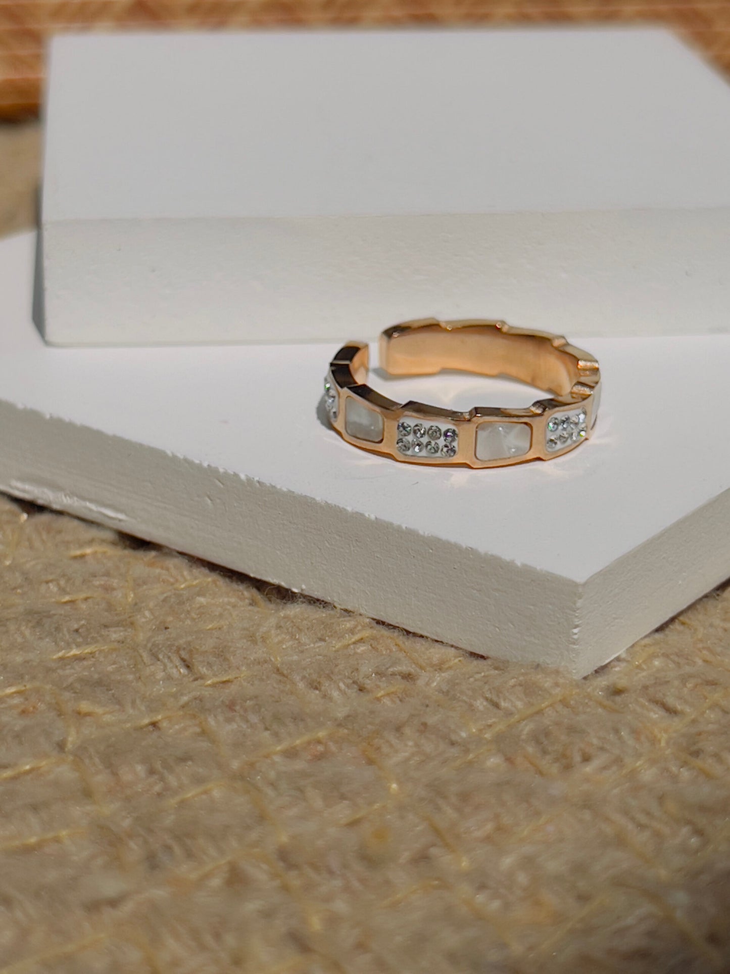 Mother Pearl white adjustable ring