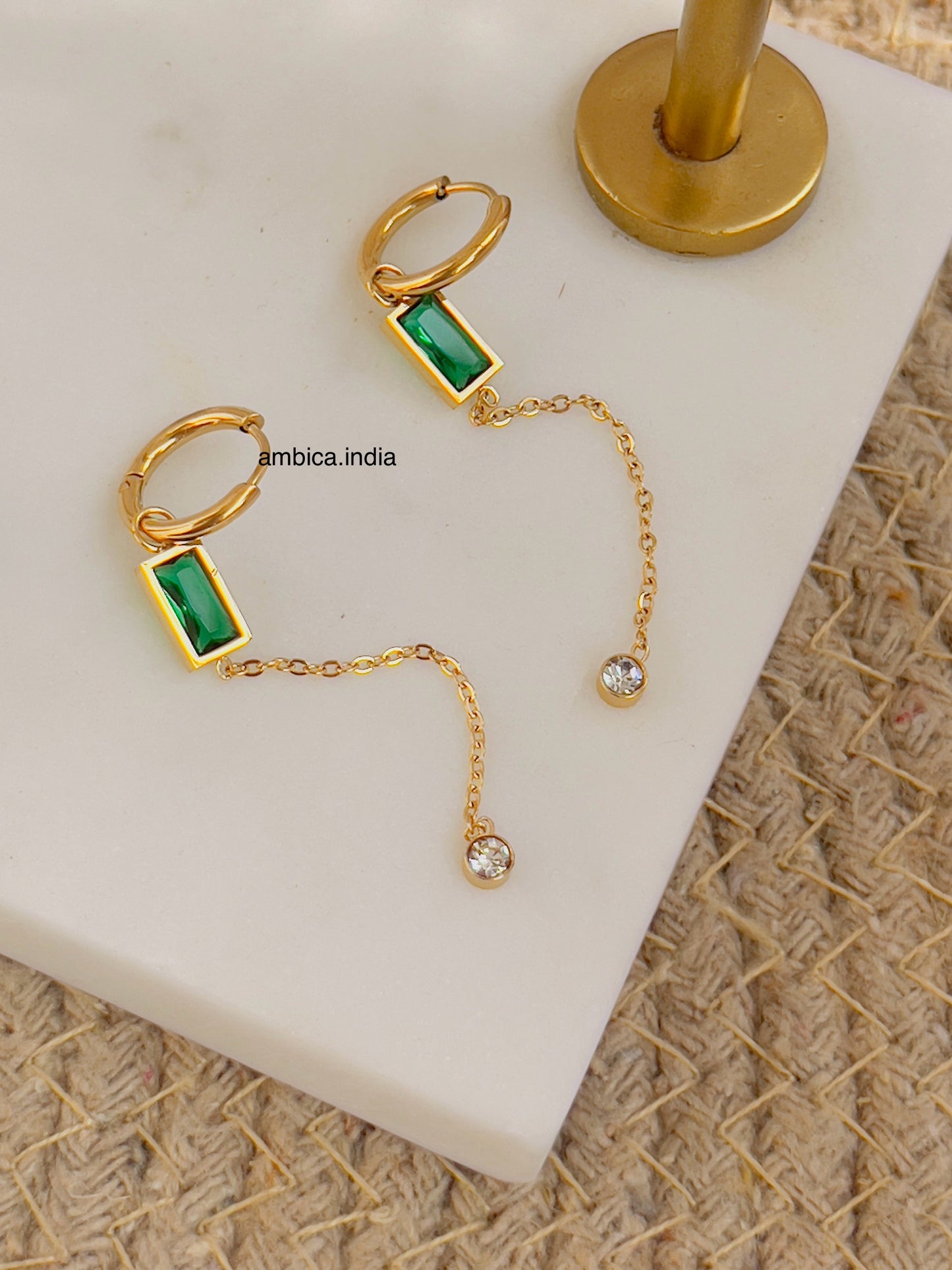 Green crystal earrings