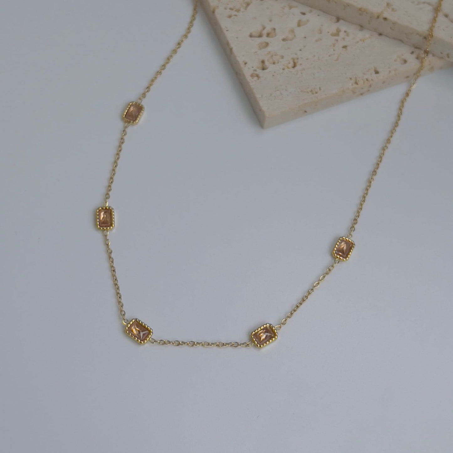 Pink crystal necklace