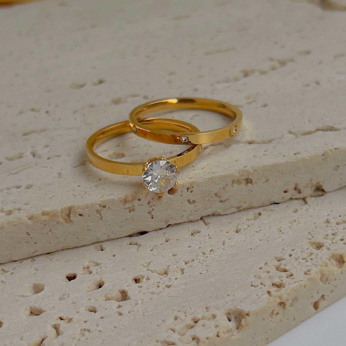 White crystal ring set