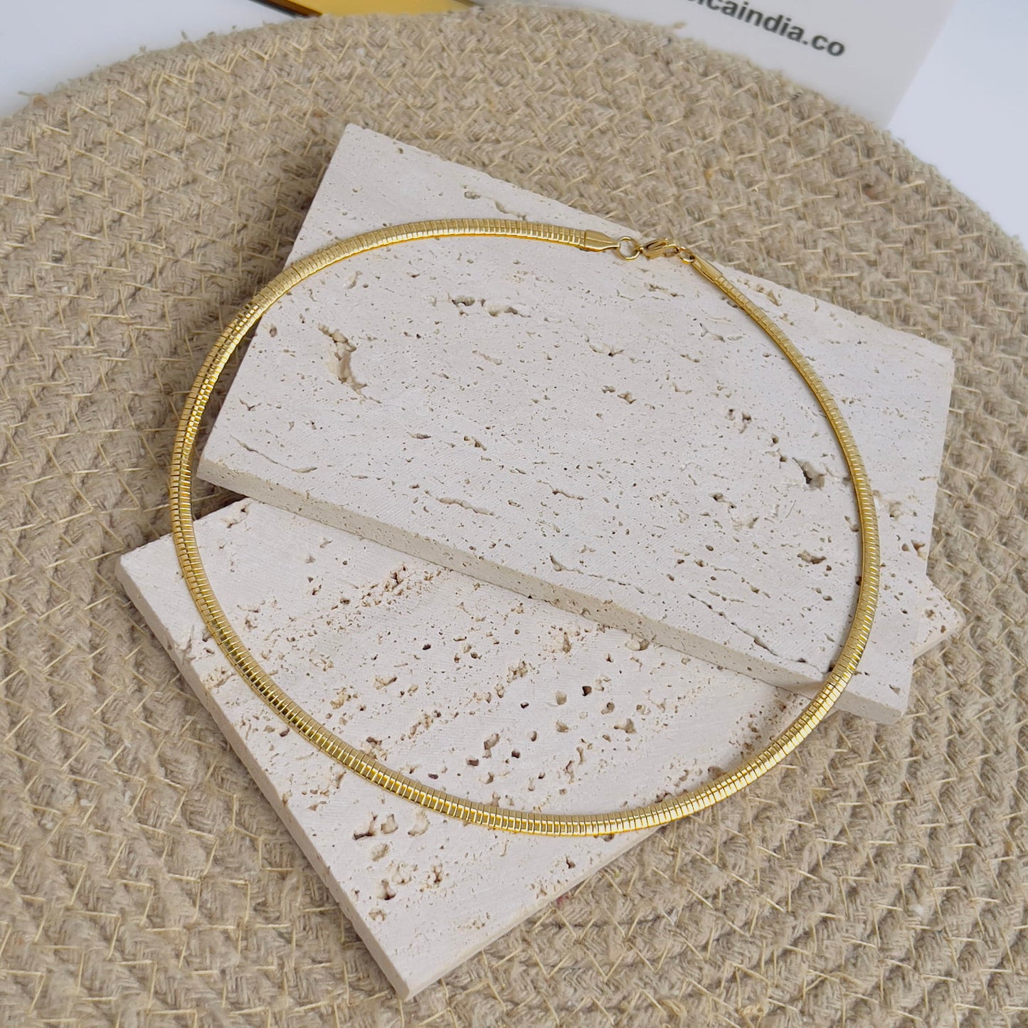 Thin snake chain 18k gold plated choker