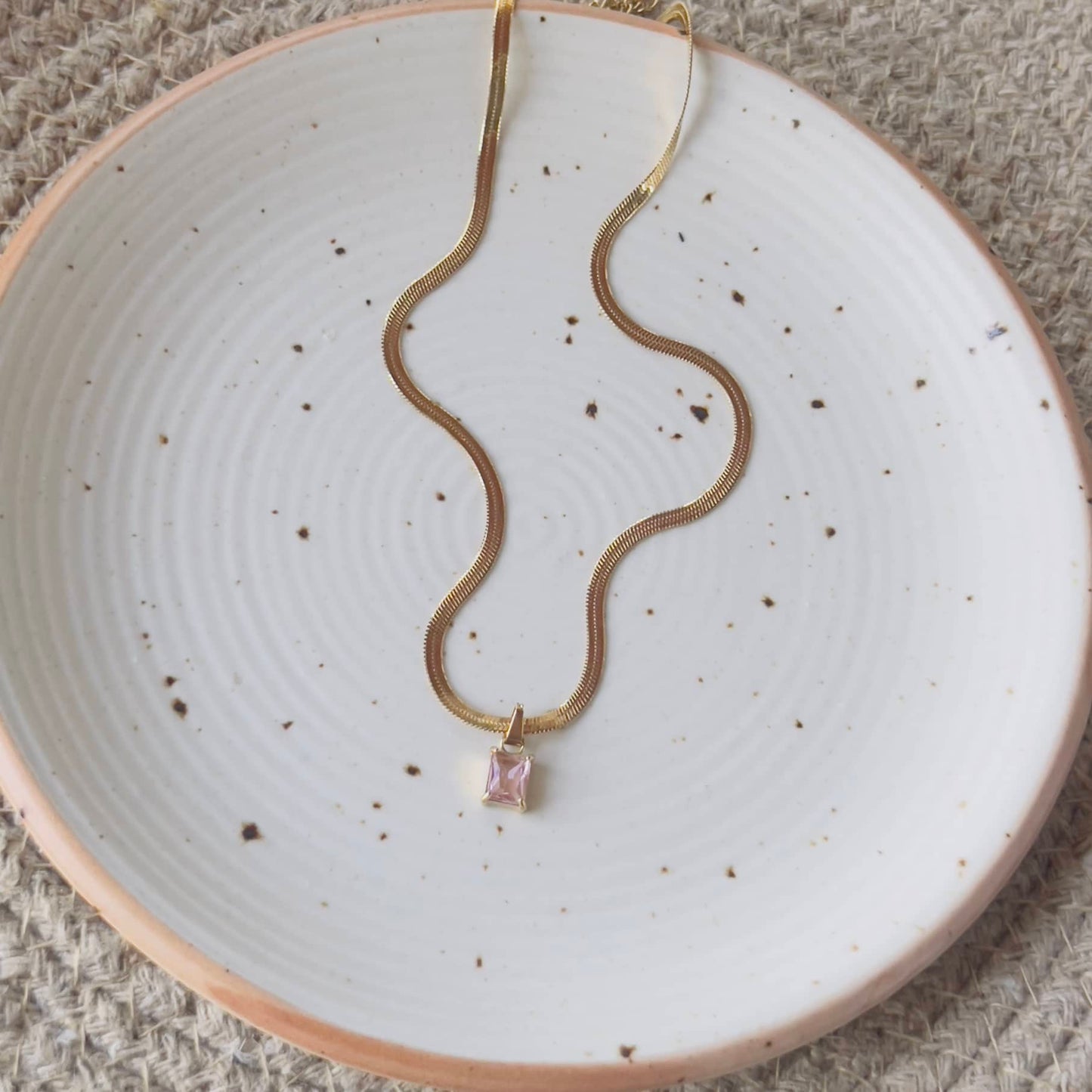 Pink crystal snake chain necklace