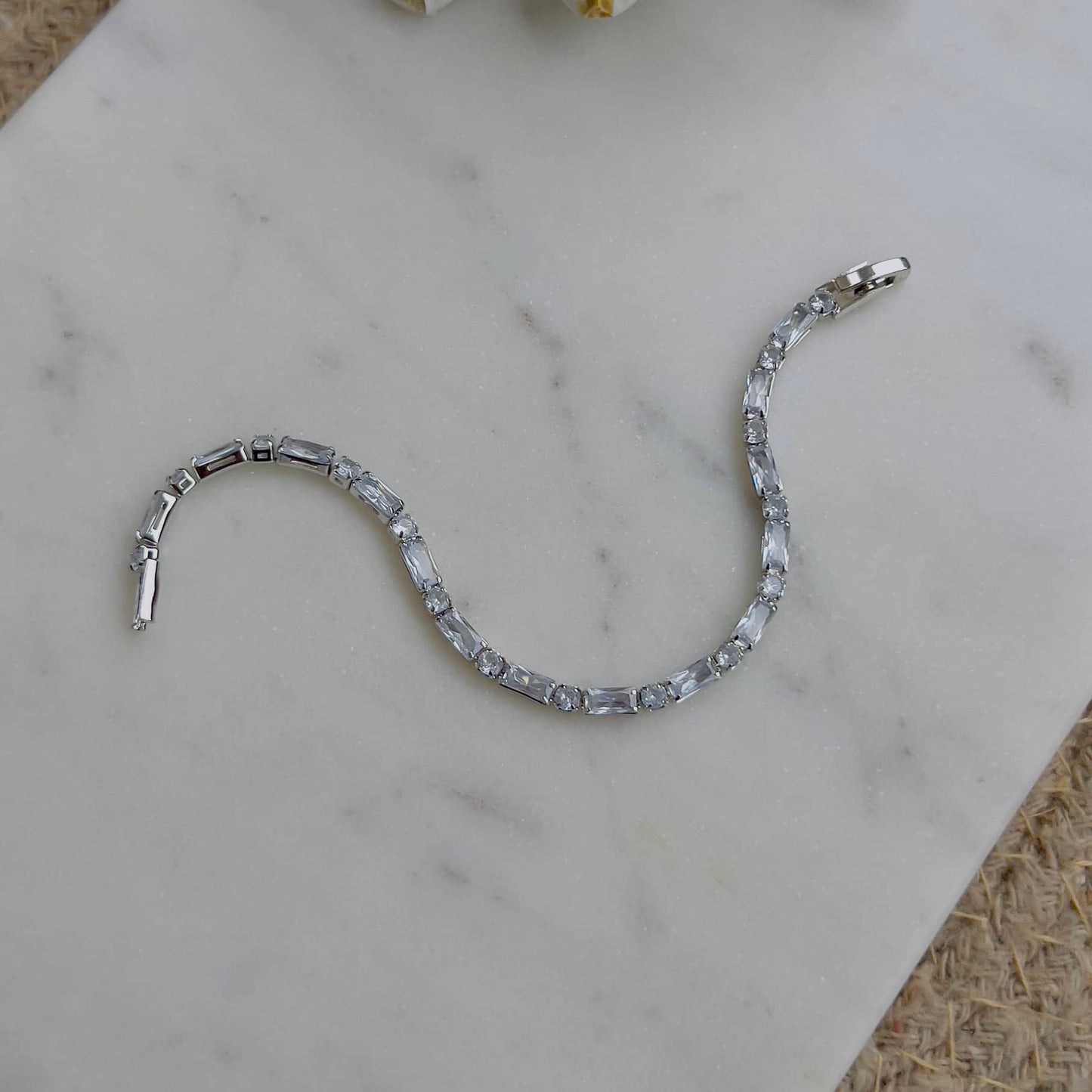Rectangle with tiny round tennis bracelet
