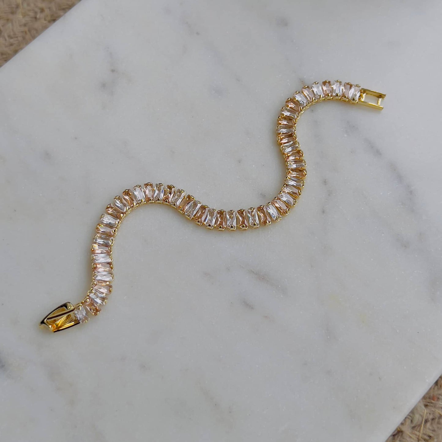 White & brown crystal tennis bracelet