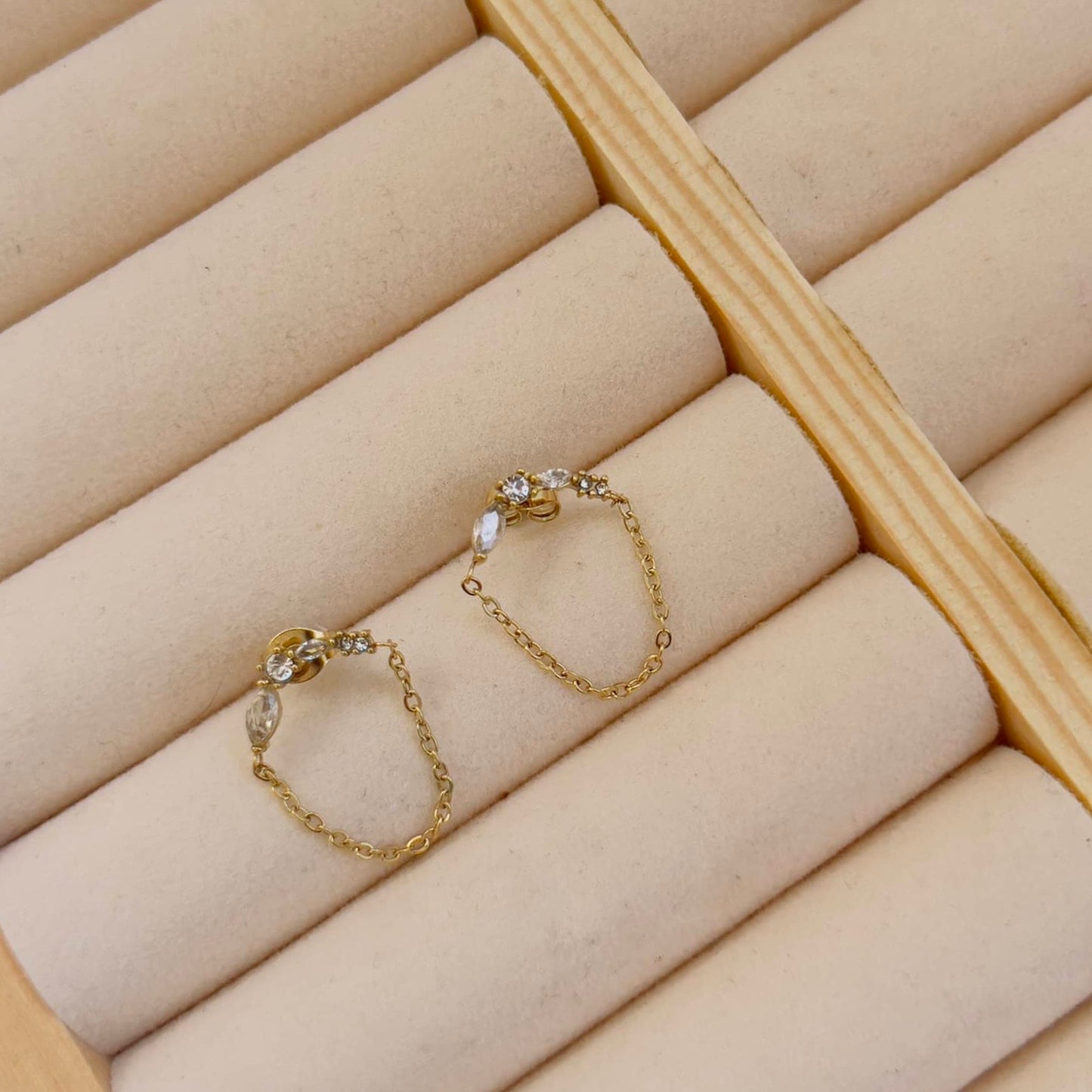 Tiny white crystal earrings