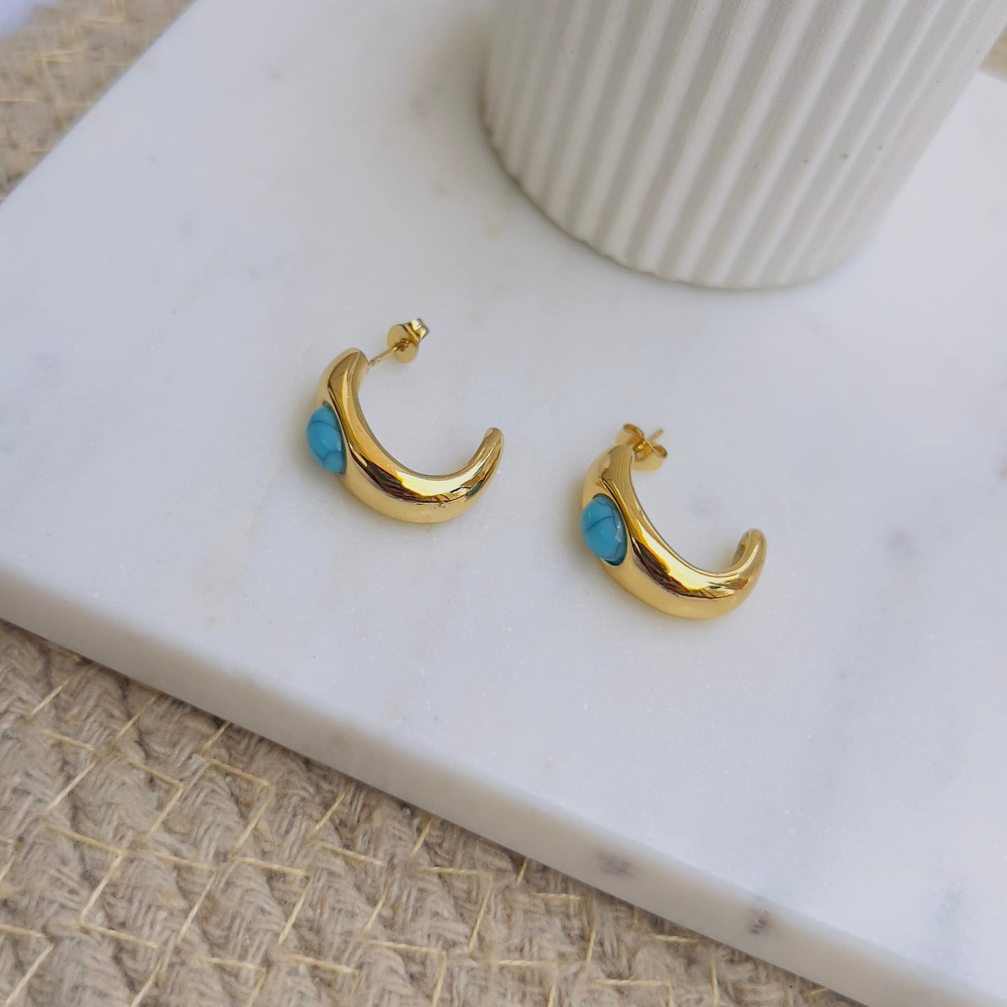 Boho turquoise summer hoops