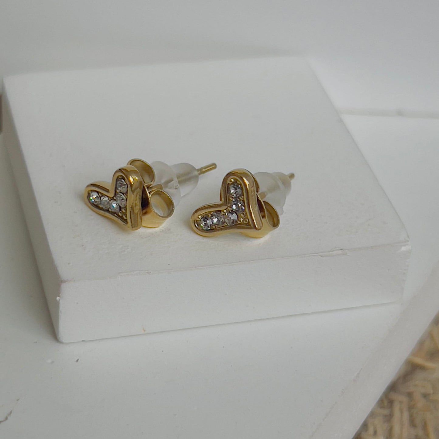 Tiny white crystal earrings