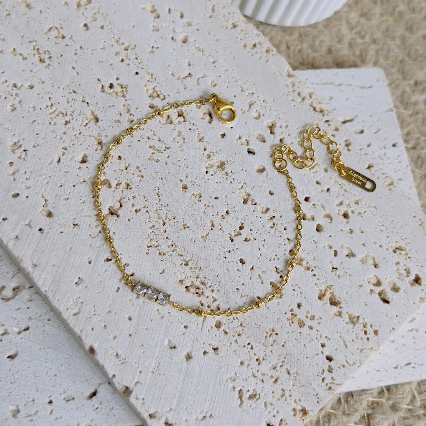 Tiny white crystal bracelet