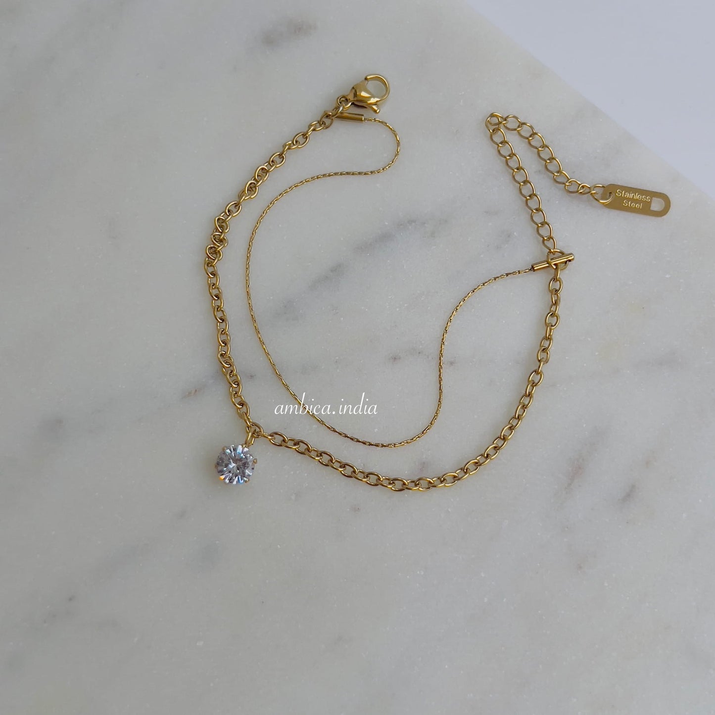 Double Layer Minimalist Single Dia Bracelet