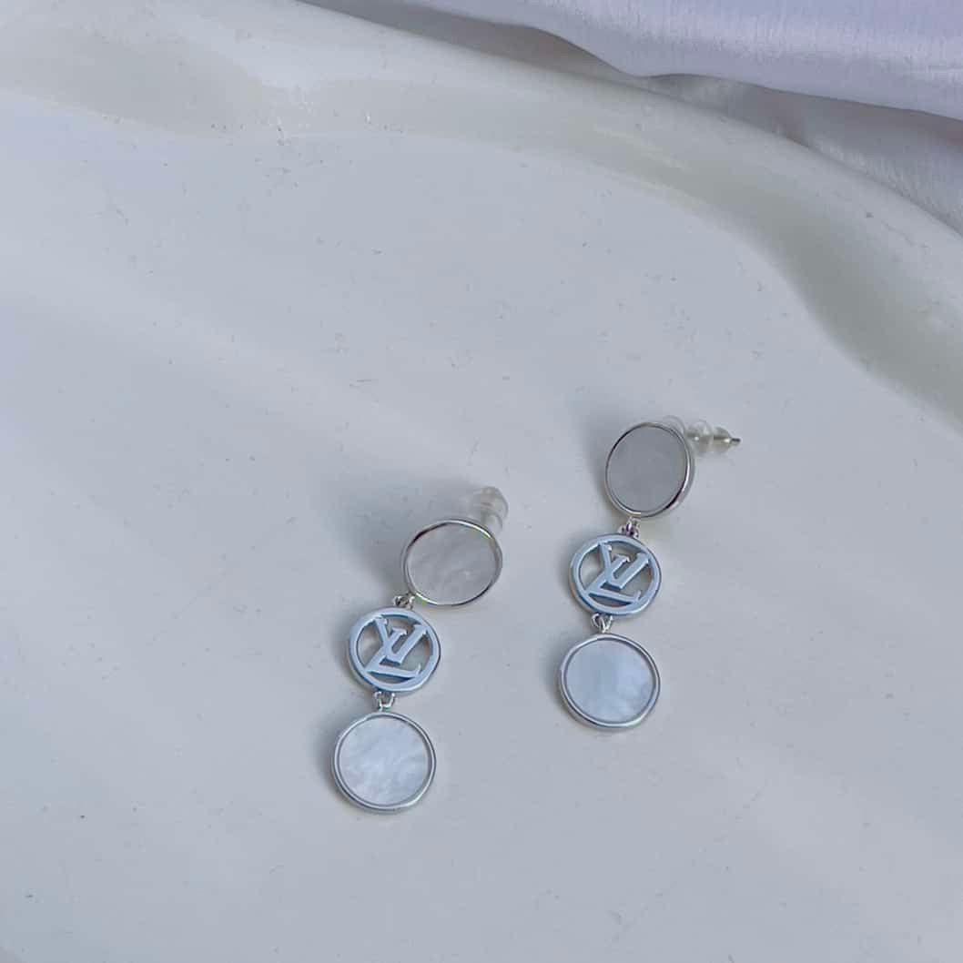 Lv earrings silver plated