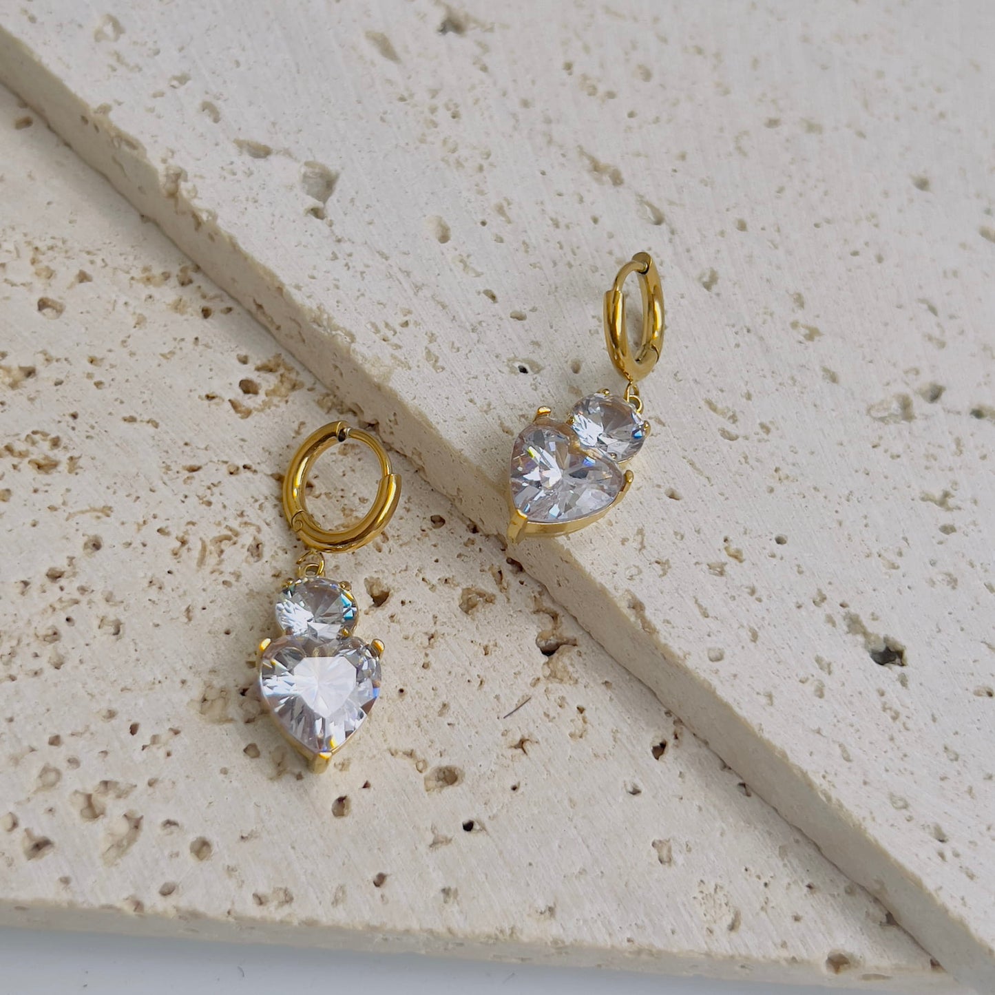 White heart drop earrings