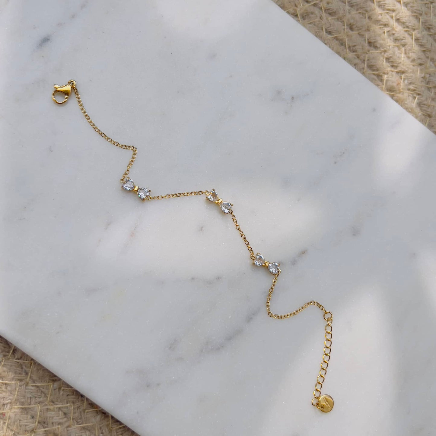 White bow crystal minimal bracelet