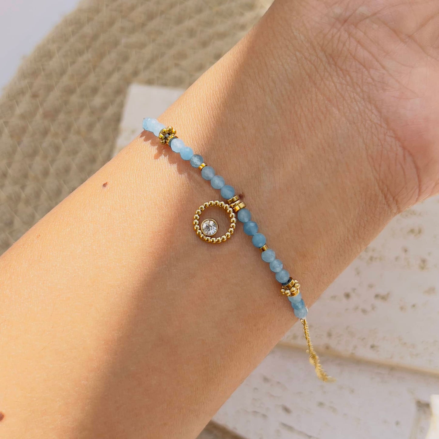 Soft blue beaded bracelet