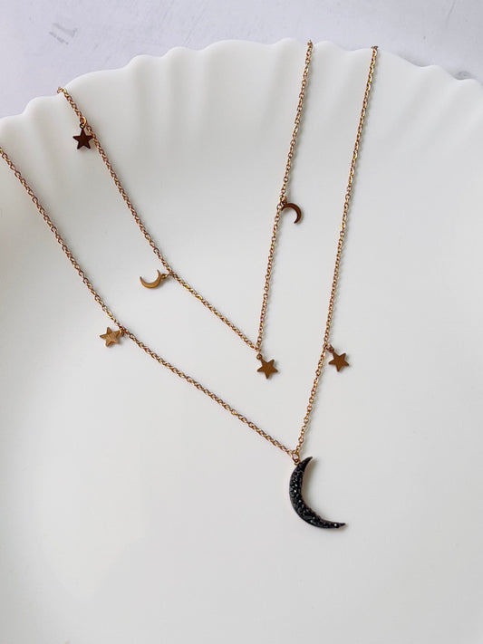 Moon start layered necklaces