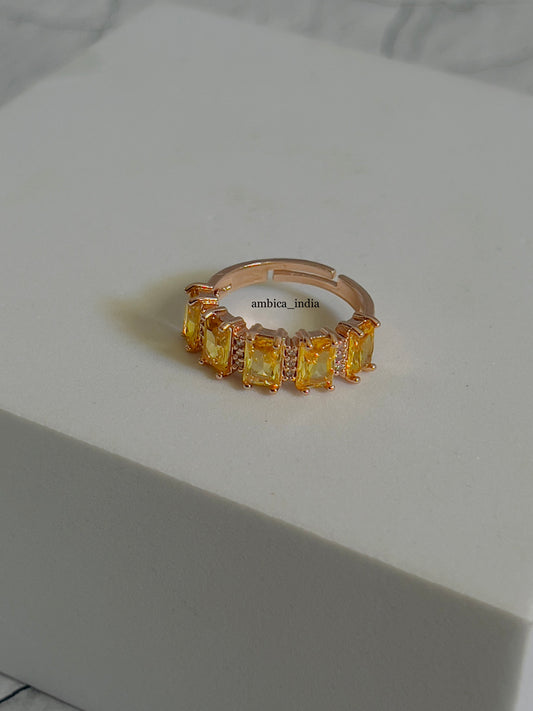 Yellow crystal adjustable ring 2
