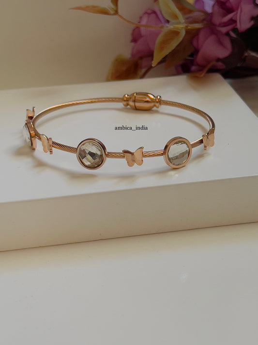 Round Crystal with butterfly magnetic lock bracelet