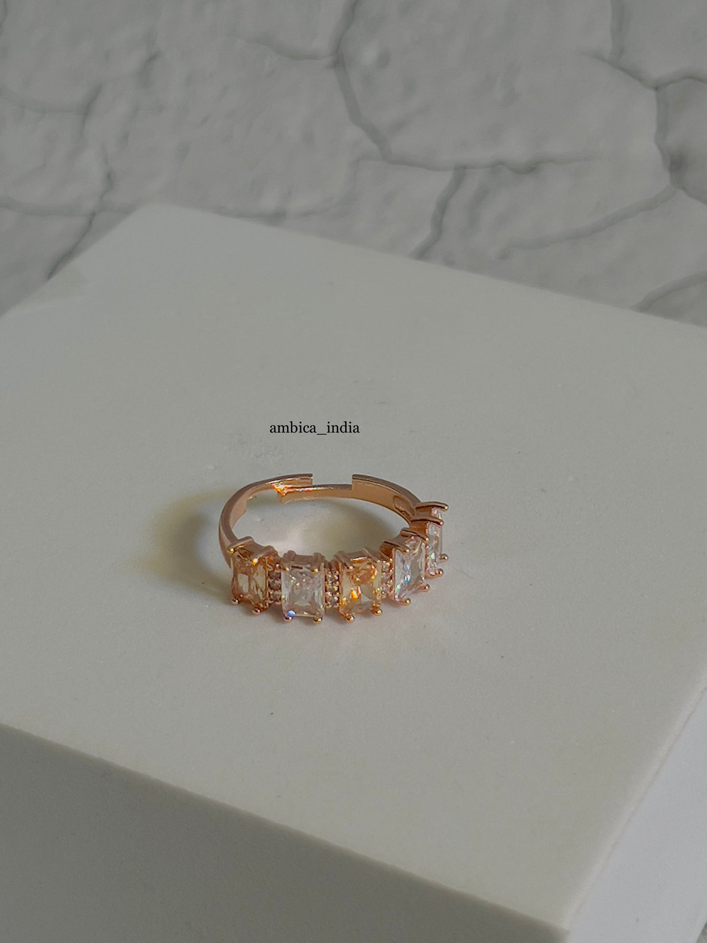 Yellow with white crystal adjustable ring