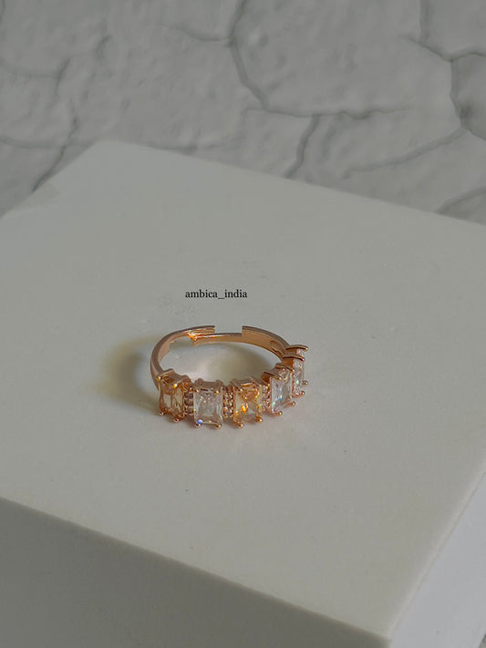 Yellow with white crystal adjustable ring