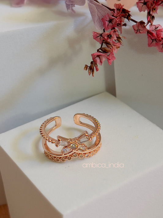 Bow studded adjustable ring 2