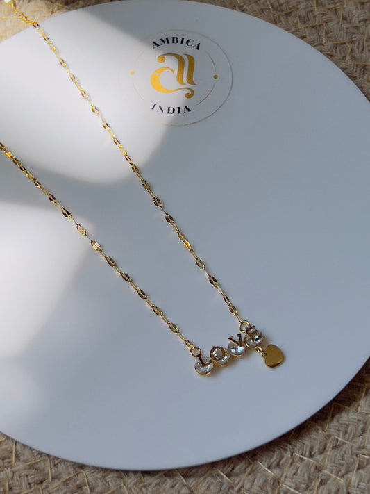 Love crystal necklace gold plated