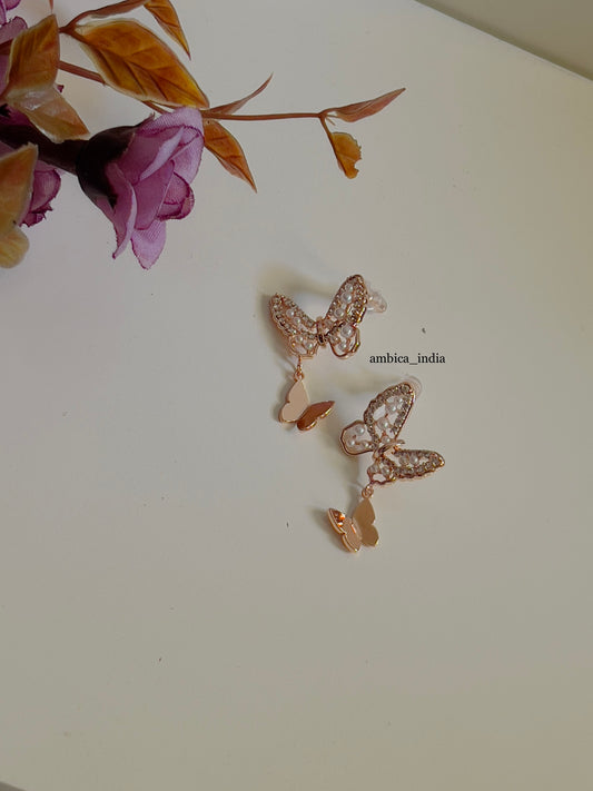 Butterfly with Pearl earrings