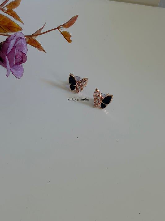 Black butterfly stud