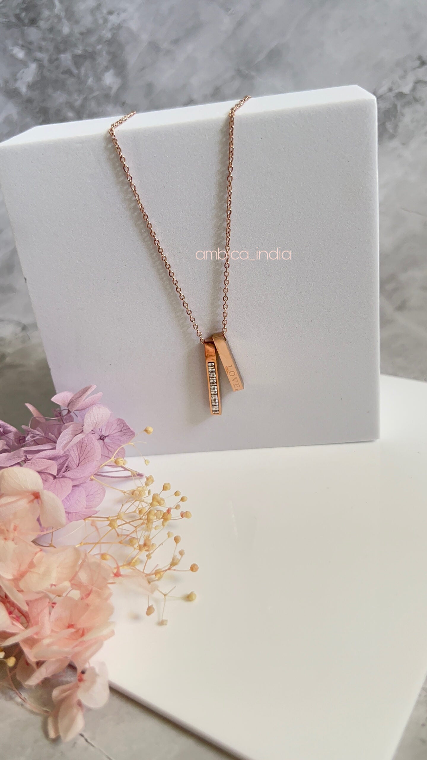 Rectangle love necklace