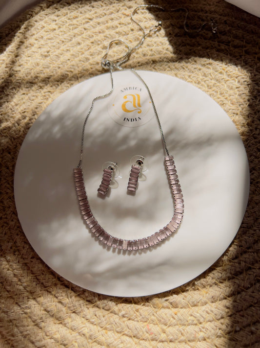 Tennis Light Purple Choker Wait Earrings