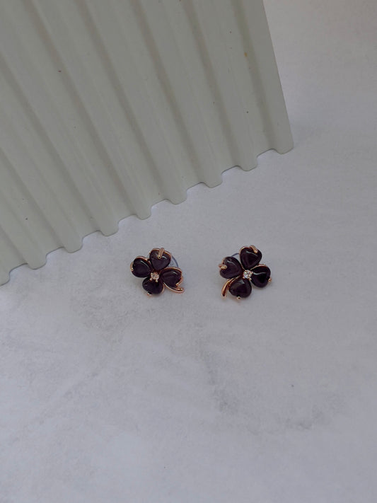 Black flower earrings