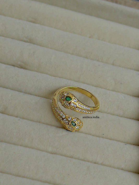 serpent cross ring Adjustable gold