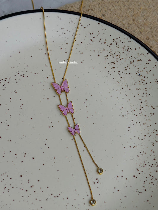 Pink butterfly necklace