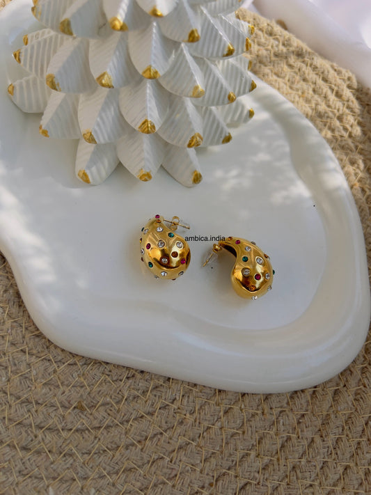 Multicolour crystal drop earrings 18k gold plated