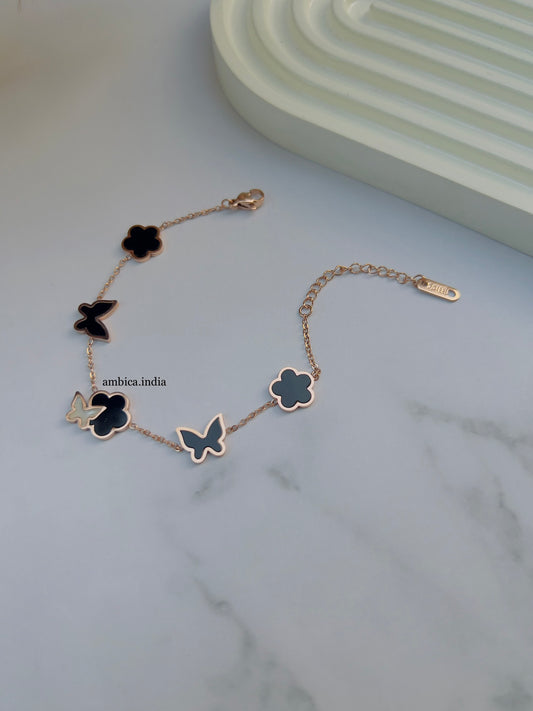 Round black with butterfly bracelet