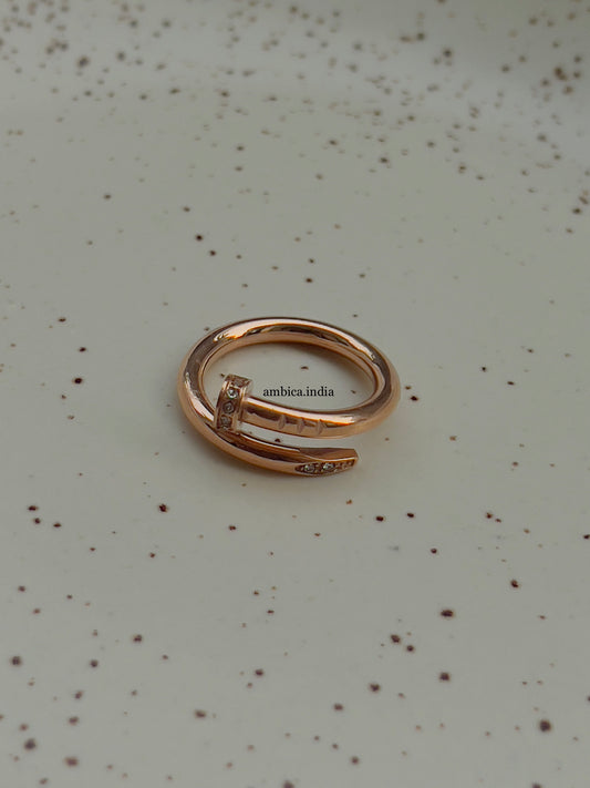 Nail ring with diamond studded