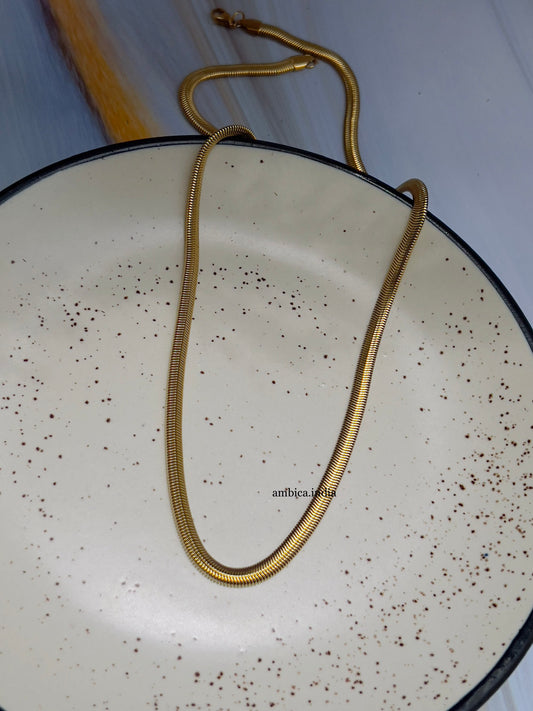 Thick snake long chain gold plated