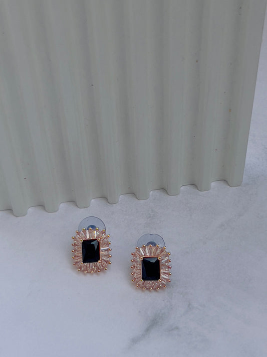 Black square crystal earrings