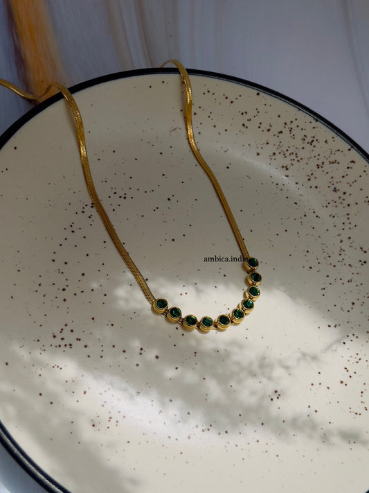 Green round crystals with Snake chain