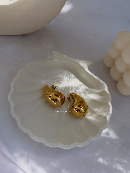 Drop earrings big size 18k gold plated