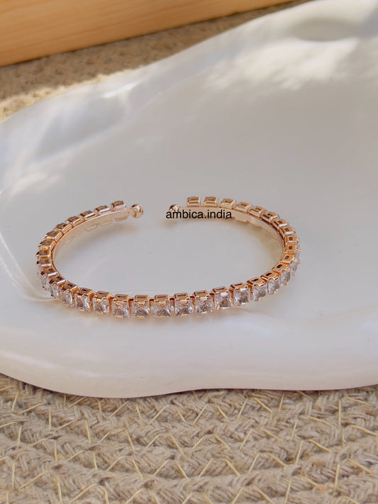 Square crystal tennis bracelet rose gold