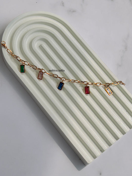 Multicolour crystal link bracelet