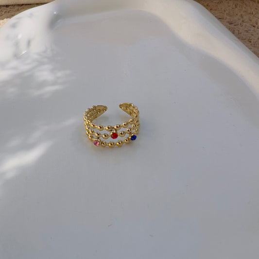 Multicolour crystal ring